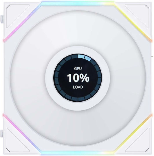 Lian Li UNI FAN TL LCD Case Fan 120mm (1900rpm / 62cfm) με RGB Φωτισμό και Σύνδεση 7-Pin 3τμχ Λευκό