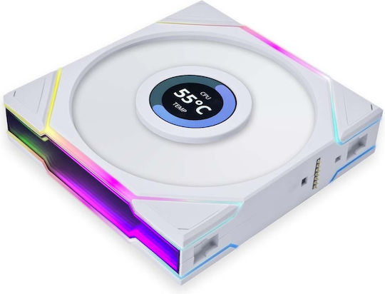 Lian Li UNI FAN TL LCD Case Fan 120mm (1900rpm / 62cfm) με RGB Φωτισμό και Σύνδεση 7-Pin 3τμχ Λευκό