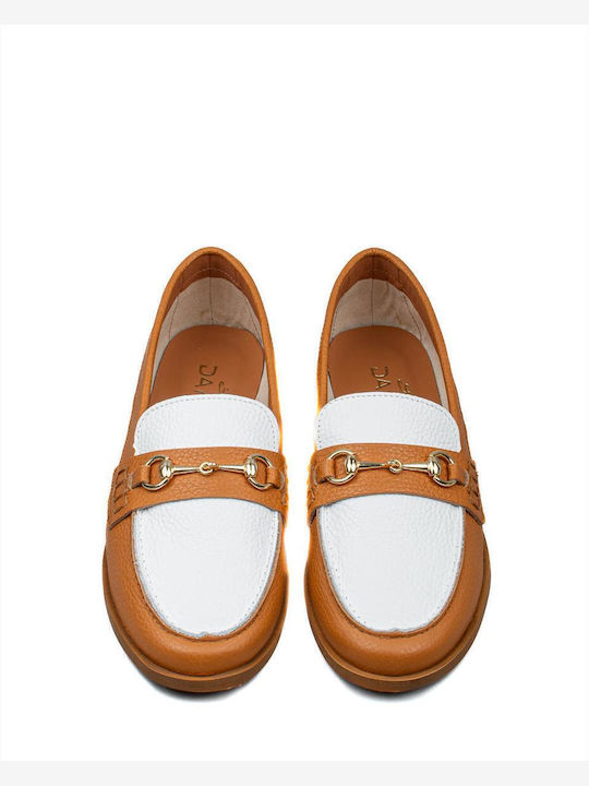 Leather Women's Loafers in Tabac Brown Color