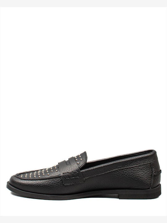 Leather Women's Loafers in Black Color
