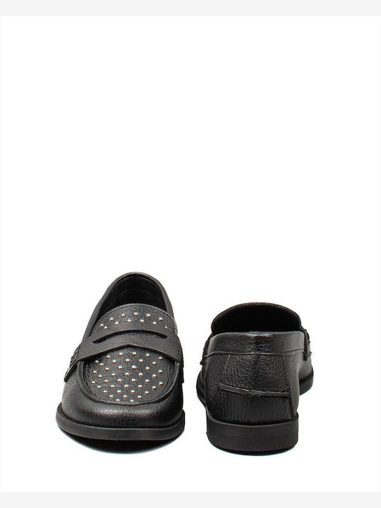 Leather Women's Loafers in Black Color