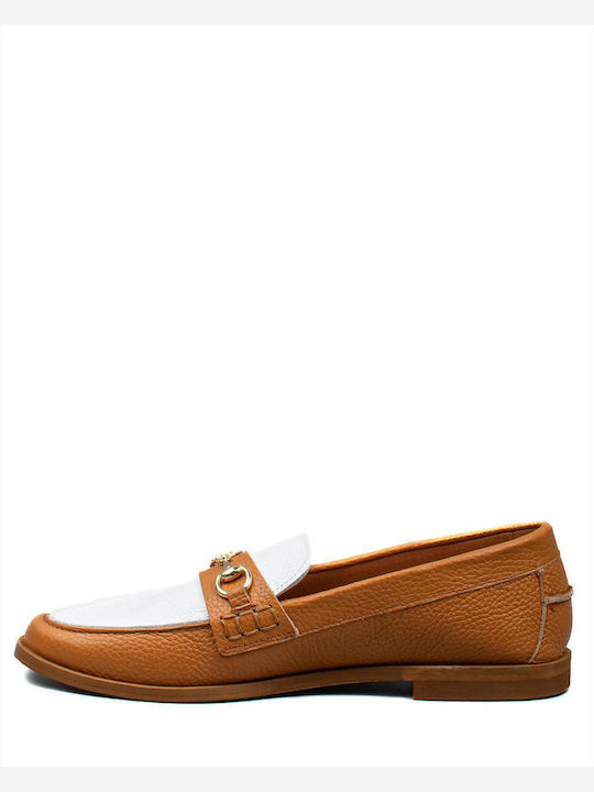 Leather Women's Loafers in Tabac Brown Color