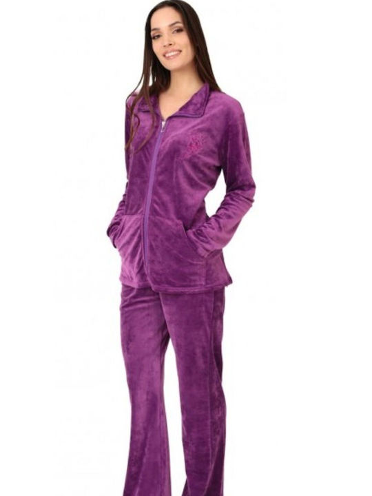 Tres Chic Women's Jogger Sweatpants Purple Velvet