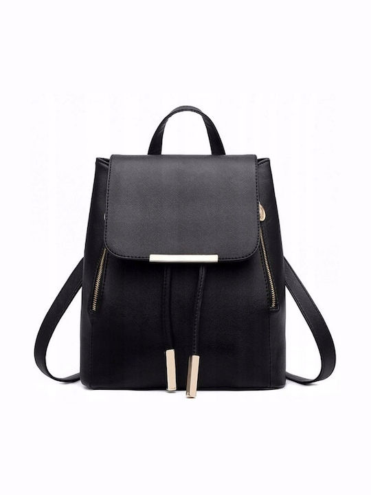 Leather Women's Bag Backpack Black