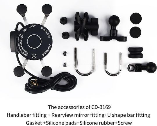 Motowolf Suport Telefon Mobil Moto Cu Braț Reglabil 3.5-6" Pentru Oglindă