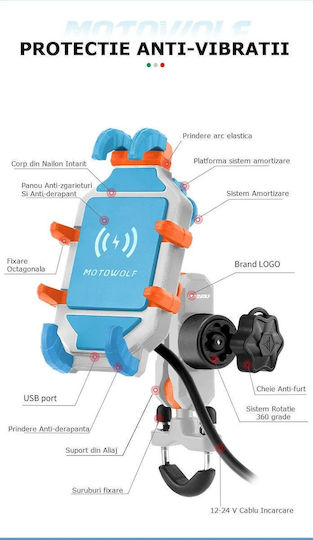 Motowolf Halterung Telefon Motorrad mit Koffer für Spiegel