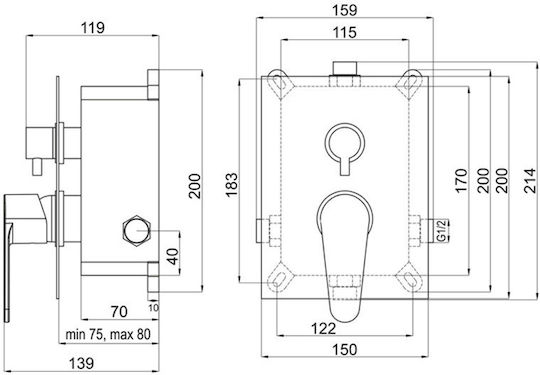 Ferro BAG7P2BOX für Dusche 2 Ausgänge Silber