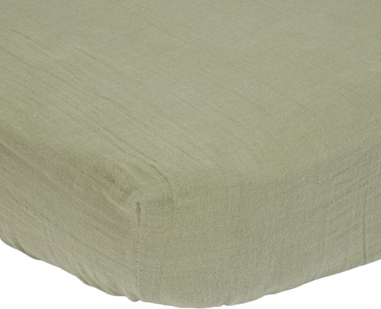 Little Dutch Little Cearșaf pentru bebeluși Pentru Patut Bumbac cu Cauciuc Verde 120x60buc