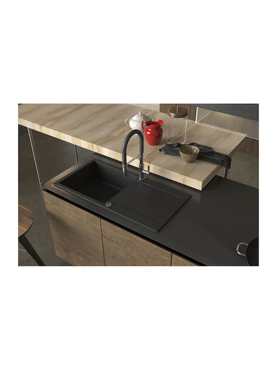 Tesa SQT103 Drop-In Küchenspüle aus Flüssigem Granit M100xB50cm Graue