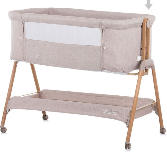 Chipolino Cradle Sweet Dreams with Mattress, Side Opening, and Wheels Mocca
