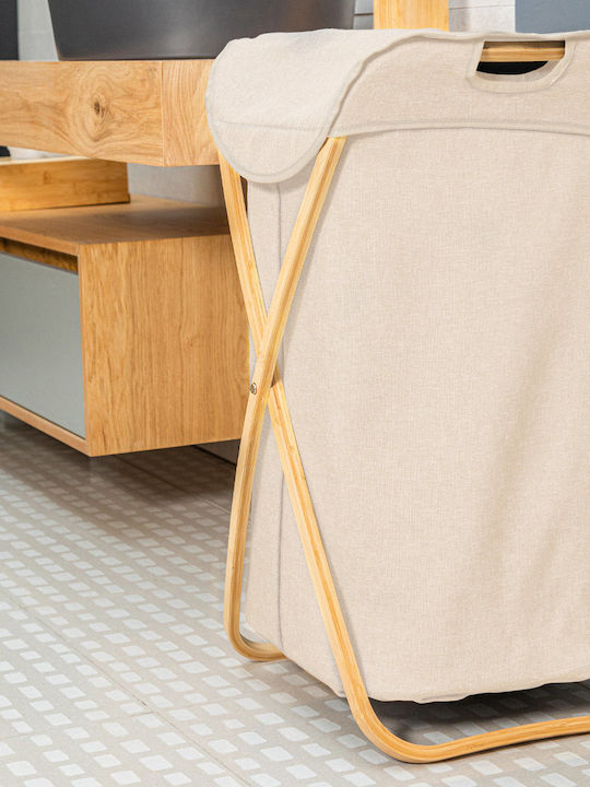 Estia Essentials Laundry Basket Bamboo Collapsible 100l with Lid 40x40x70cm Beige