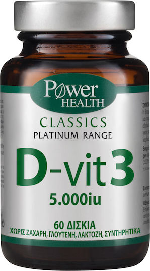 Power Health Platinum Range D-Vit 3 Vitamin für Stärkung des Immunsystems & die Knochengesundheit 5000iu 60 Tabletten