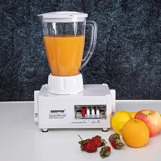 Geepas GSB2031 Multifunktionale Küchenmaschine 600W mit Schüsselkapazität 1,6lt und Mixerkrugkapazität Weiß