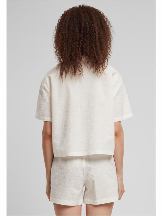 Short Sleeve Women's Cotton Shirt White