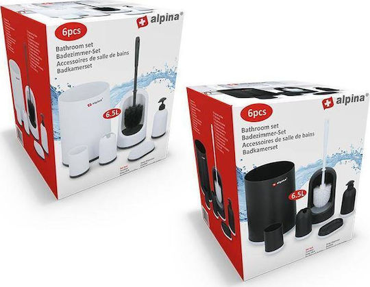Alpina Appliances Badezimmer-Accessoire-Set Kunststoff Schwarz 6Stück