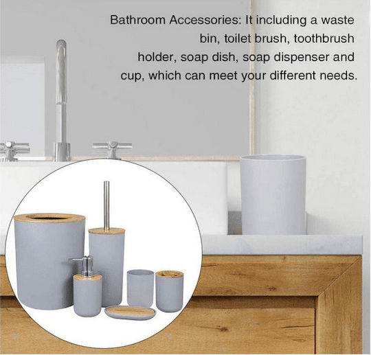 Bamboo Light Blue Bathroom Accessory Set 6 Pieces 325897-Light Blue