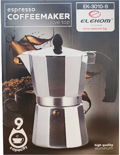Elekom Espressokocher für den Herd 9 Tassen Silber