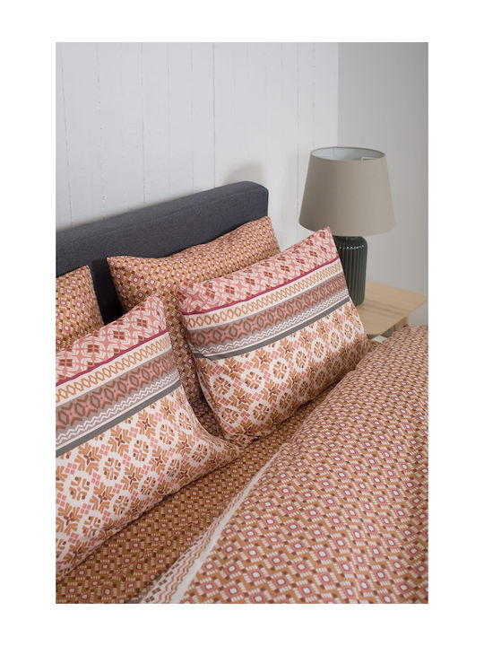 Viokarpet Bettbezug-Set Baumwolle Einzelbett mit Kissenbezug 165x245 Home Nordic 856 Cayenne