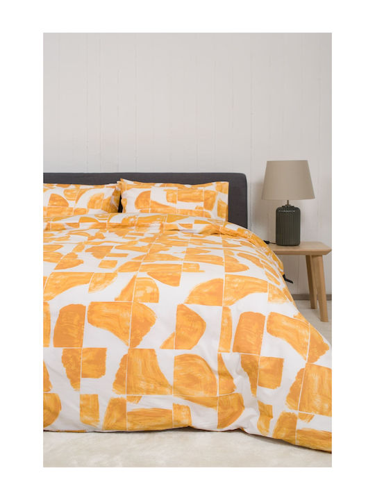 Viokarpet Bettbezug-Set Baumwolle Einzelbett mit Kissenbezug 165x245 Home Nordic 855 Gold