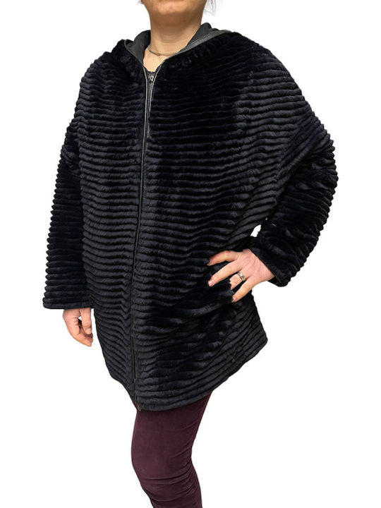 Frauen Pelz Dark Blue