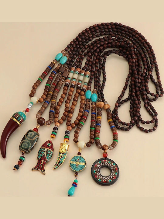 Nepal Buddhist Mala Κολιέ από Ρητίνη