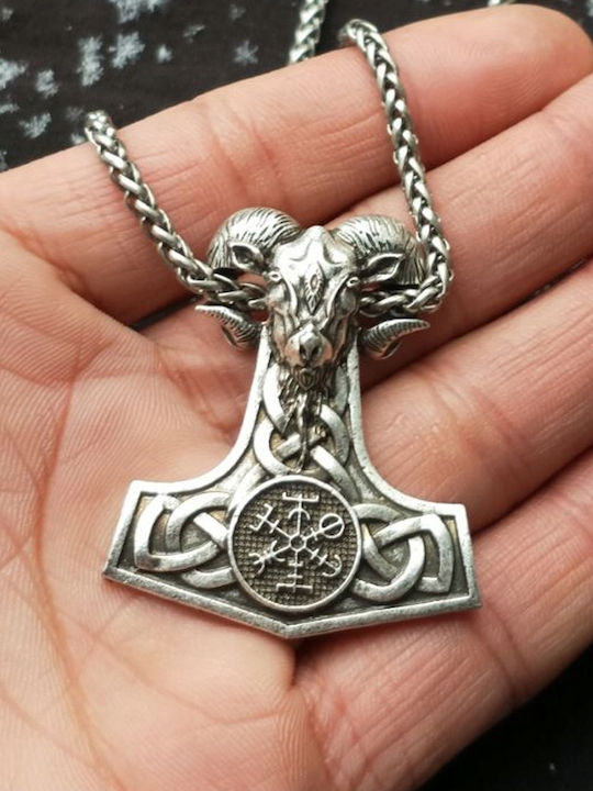Aries Hammer Necklace Zodiac Sign Aries from Silver