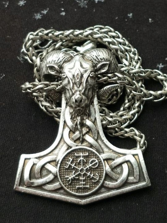 Aries Hammer Necklace Zodiac Sign Aries from Silver