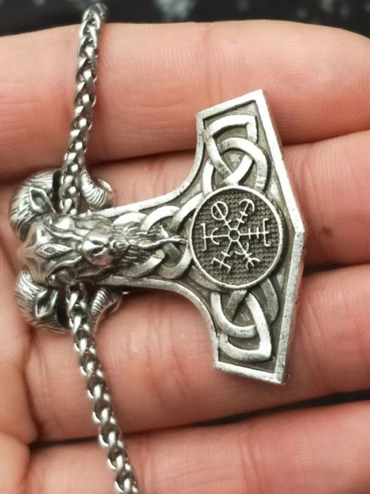 Aries Hammer Necklace Zodiac Sign Aries from Silver