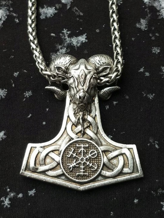 Aries Hammer Necklace Zodiac Sign Aries from Silver