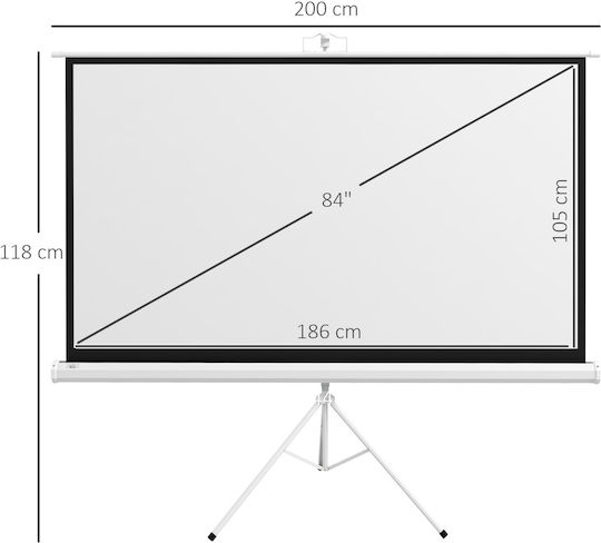 HomCom Οθόνη Προβολής Projector Δαπέδου με Λόγο Εικόνας 16:9 200x118cm / 84"