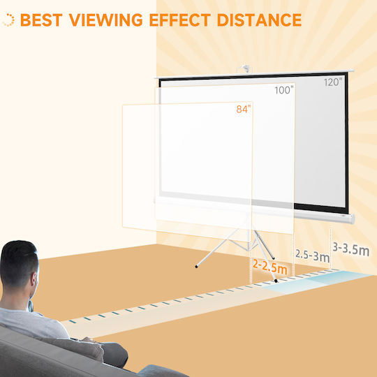 HomCom Οθόνη Προβολής Projector Δαπέδου με Λόγο Εικόνας 16:9 200x118cm / 84"