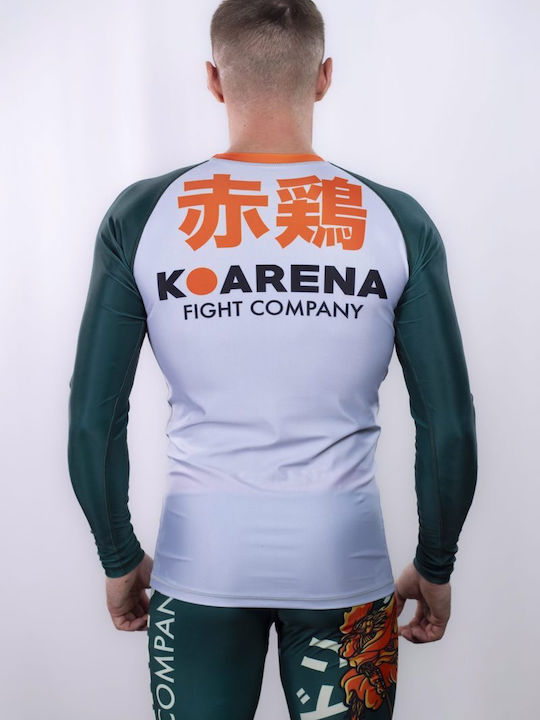 Koarena Samurai Chicken Ανδρική Μακρυμάνικη Μπλούζα KAR102 για Jiu-Jitsu Λευκή