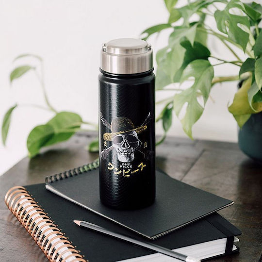 Grupo Erik Kids Water Bottle Stainless Steel with Screw Cap Non Spill Black 550ml