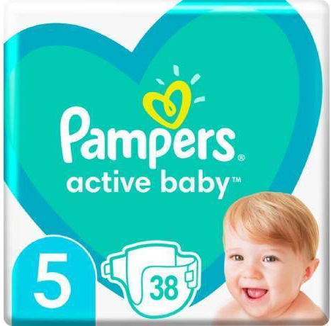 Pampers Πάνες με Αυτοκόλλητο Active Baby No. 5 για 11-16kg 38τμχ