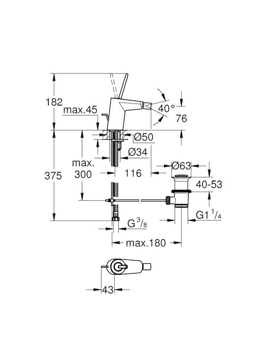 Grohe Eurodisc Μπαταρία Μπιντέ Λευκή