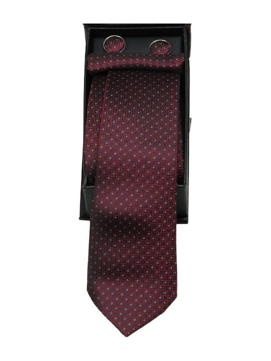 Privato Set de Cravată pentru Bărbați în Culorea Burgundy