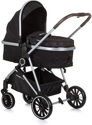 Chipolino AURA Verstellbar 2 in 1 Baby Kinderwagen Geeignet für Neugeborene Obdisian Silver