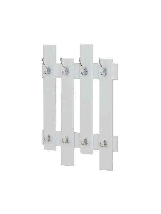 HomeMarkt Wall Hanger Wesson Wooden 16 Hooks White 64x4x79cm