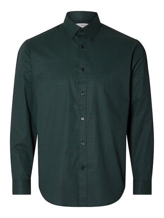 Selected Men's Shirt Long Sleeve Cotton Green