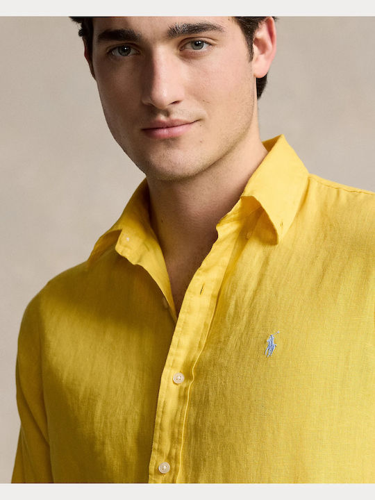Long-sleeved Linen Shirt Yellow Heliotrope