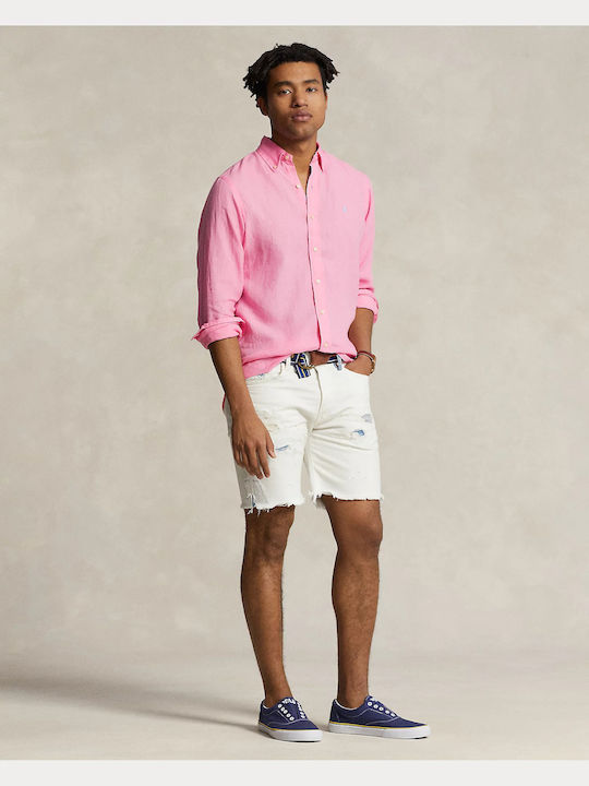 Ralph Lauren Herrenhemd Langärmelig Leinen Florida Pink