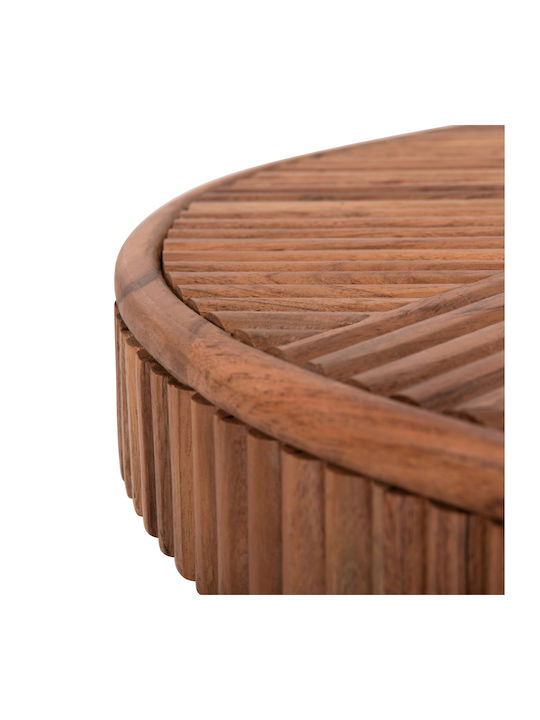 Round Central Coffee Table Ranne Made of Solid Wood Natural W80xL80xH38cm