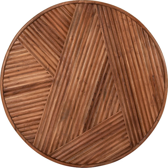 Runde Zentral Kaffeetisch Ranne aus Massivholz Natürliche M80xL80xH38cm