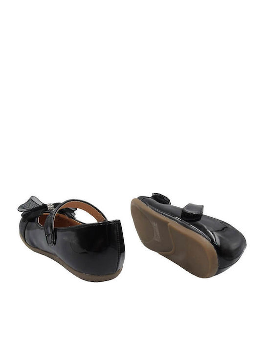 Kids Anatomic Ballerinas with Hoop & Loop Closure Black