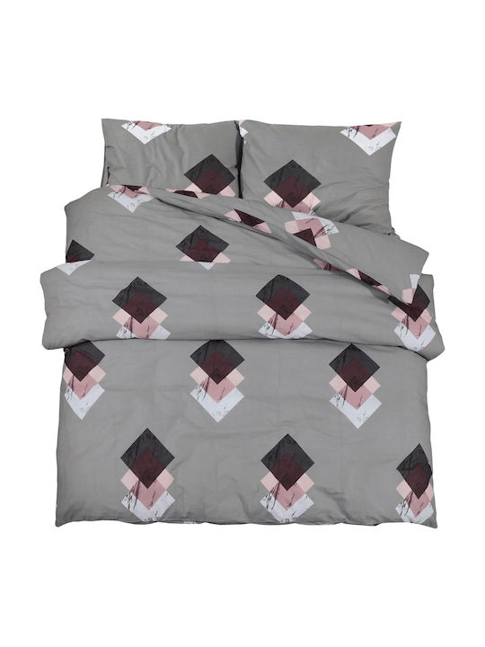 vidaXL Duvet Cover Set Cotton King with 2 Pillowcases 240x220 Grey