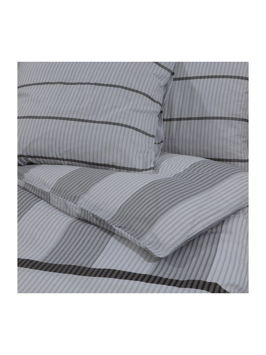 vidaXL Duvet Cover Set Cotton Double with 2 Pillowcases 200x200 Grey