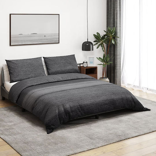 vidaXL Комплект Плик за Завивка Памучен Двоен с 2 Калъфки 200x200 Dark Grey