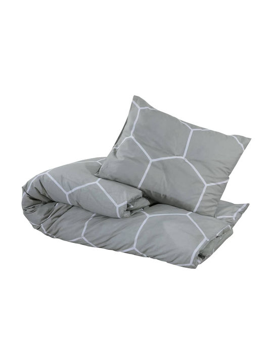 vidaXL Set Husă de Pilotă Bumbac Super Dublă cu 2 Fețe de Pernă 240x220 Gri