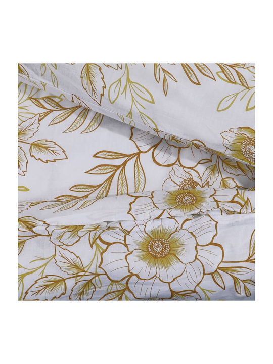 vidaXL Duvet Cover Set Cotton Double with 2 Pillowcases 200x200 White and Brown