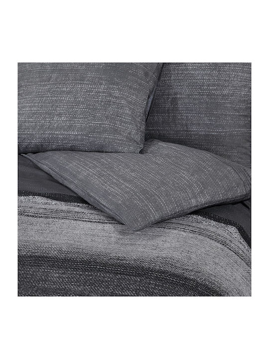 vidaXL Duvet Cover Set Cotton Queen with 2 Pillowcases 225x220 Dark Grey